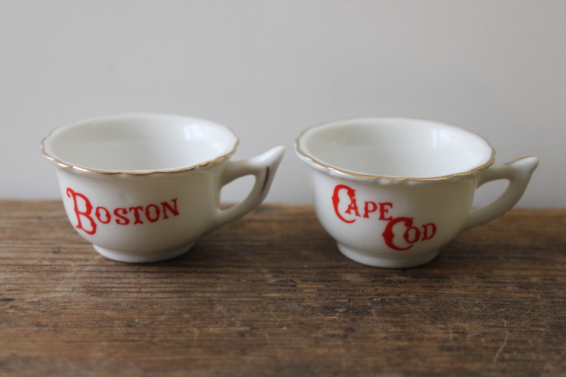 photo of  vintage vacation travel souvenirs of Boston and Cape Cod, miniature china tea cups  #4