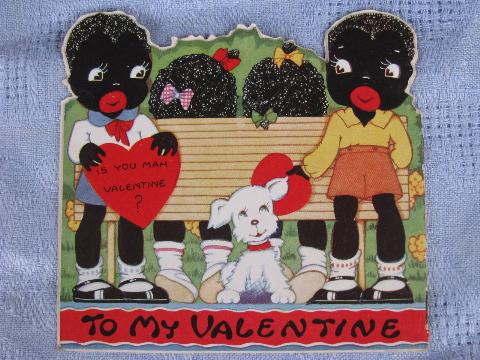 photo of vintage valentine card w/ little Black Sambo story, Black Americana #2