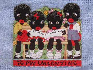 catalog photo of vintage valentine card w/ little Black Sambo story, Black Americana