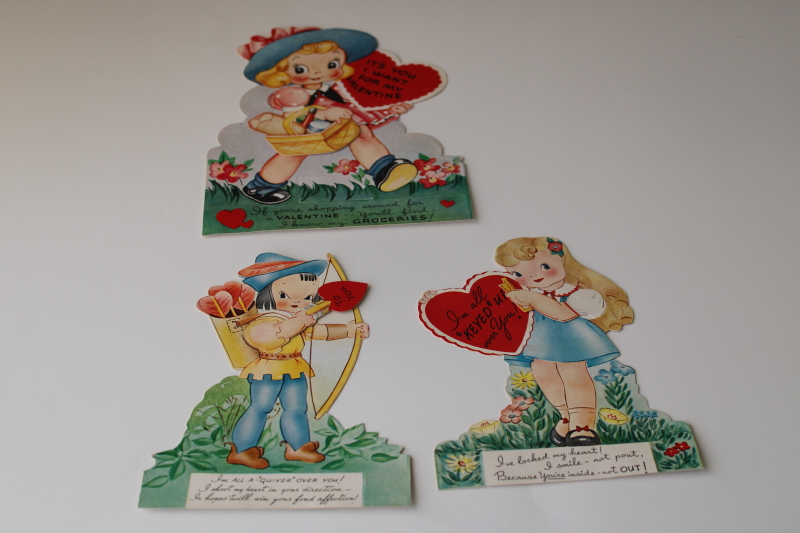 photo of vintage valentine lot, motion valentines 1940s greeting cards retro graphics! #3