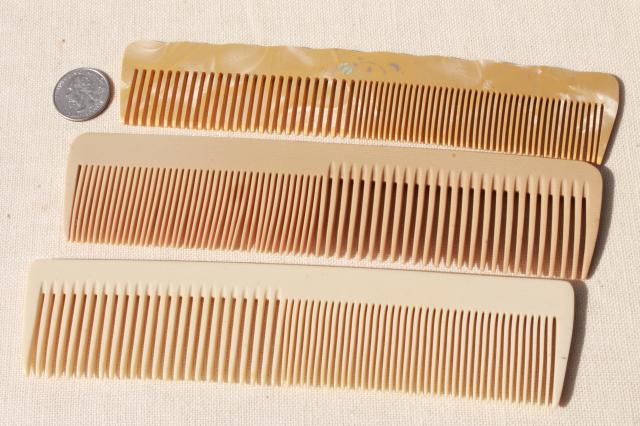 photo of vintage vanity hand mirrors, hair brushes & combs - antique french ivory celluloid #4