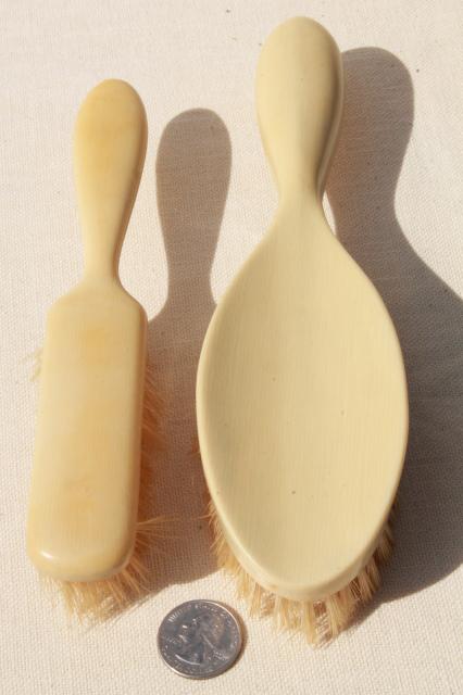 photo of vintage vanity hand mirrors, hair brushes & combs - antique french ivory celluloid #8