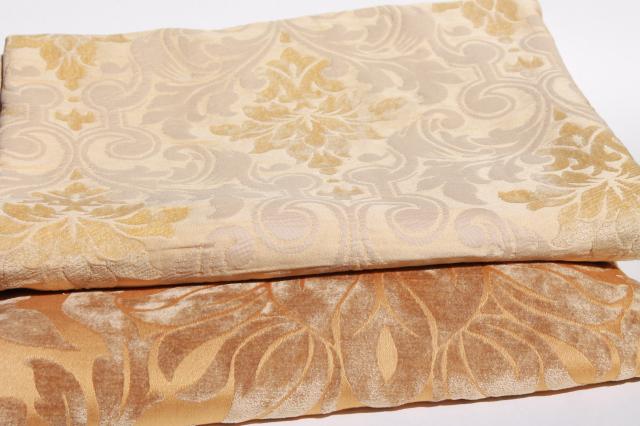 photo of vintage velvet brocade decorating / upholstery fabric, honey gold, amber yellow #1