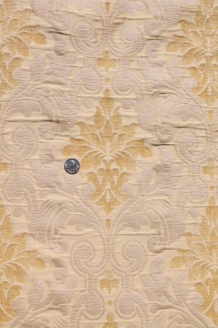 photo of vintage velvet brocade decorating / upholstery fabric, honey gold, amber yellow #3