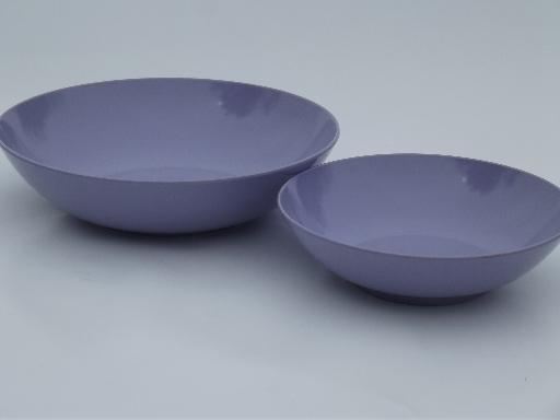 photo of vintage violet purple melmac, retro Royalon bowls, soup and small bowl set #6