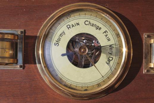 photo of vintage wall barometer weather station w/ brass instruments, West Germany  #3