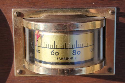 photo of vintage wall barometer weather station w/ brass instruments, West Germany  #7