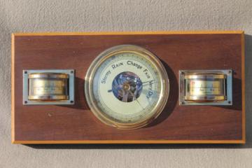 catalog photo of vintage wall barometer weather station w/ brass instruments, West Germany 