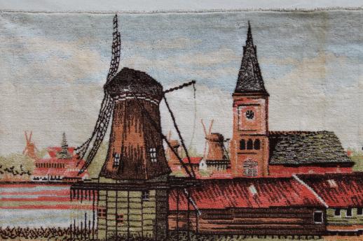 photo of vintage wall hanging tapestry, tulip fields of Holland with Dutch windmills #2