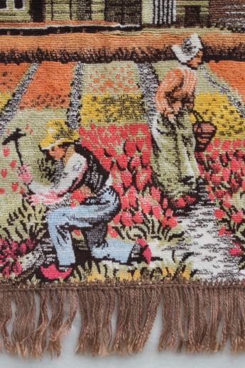 photo of vintage wall hanging tapestry, tulip fields of Holland with Dutch windmills #4