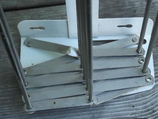 photo of vintage wall mount folding laundry rack clothes dryer, metal towel bars #6