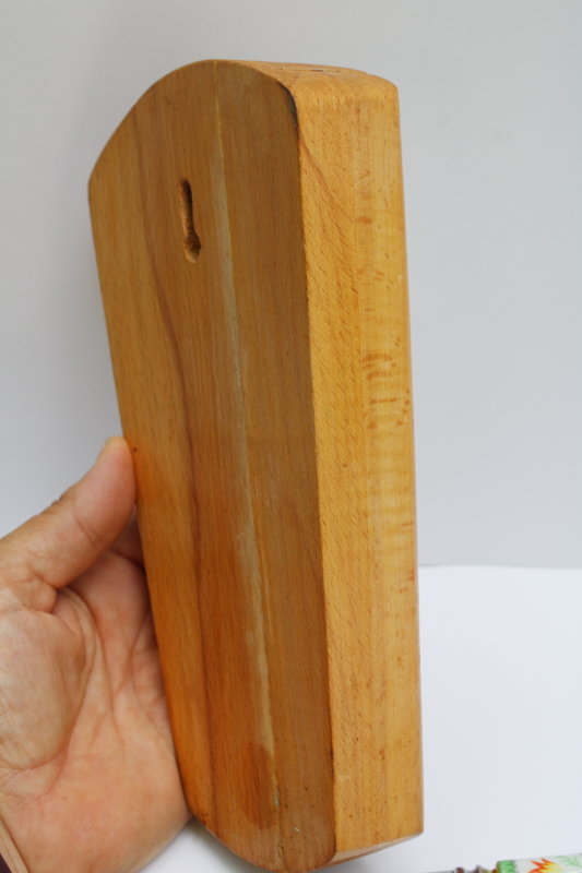 photo of vintage wall rack knife block w/ flowered porcelain handled knives Sheffield Regent stainless blades  #6