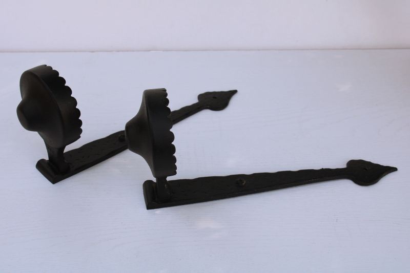 photo of vintage wall sconces candle holders, Emig cast aluminum primitive forged black iron antique reproductions #3