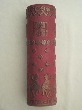 catalog photo of vintage wallpaper printing roller, Siamese dancers metal print block