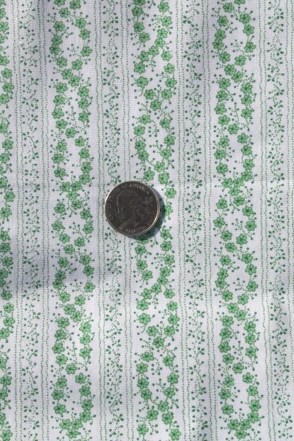 photo of vintage wallpaper stripe green & white print fabric, 36 wide quilting cotton 6 yds #1