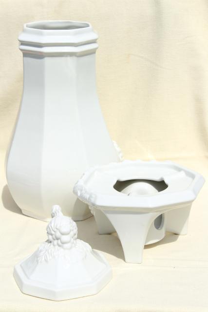 photo of vintage water cooler dispenser carafe & stand, Red Cliff white ironstone china #5