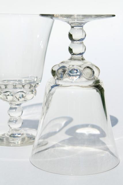 photo of vintage water glasses, tulip goblets beaded ball bowl & stem, boule candlewick lookalike #3