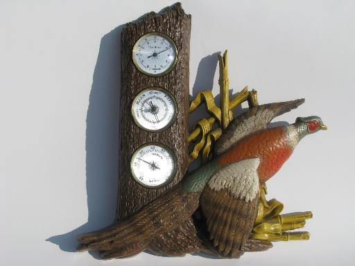 photo of vintage weather station w/ barometer, hygrometer etc. Burwood game birds #1