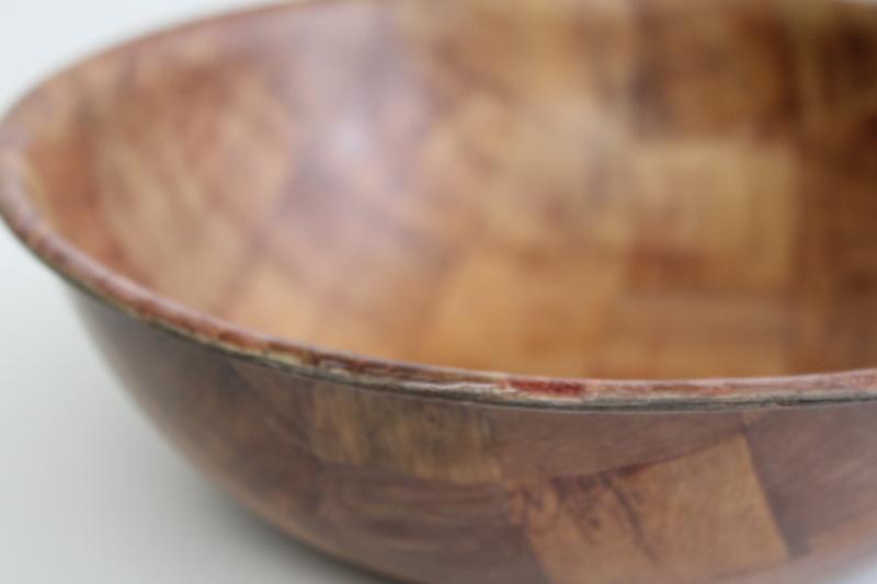 photo of vintage weavewood salad bowls set, woven wood bowls mid-century mod #12