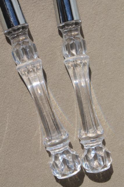 photo of vintage wedding cake server & knife set w/ sparkling faux crystal plastic handles #3