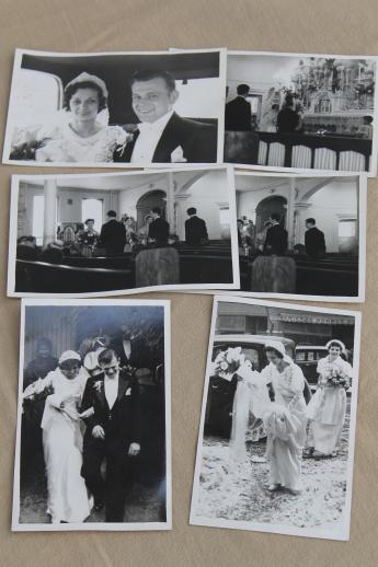 photo of vintage wedding party photos, real photo postcards early 1940s bride & groom #1