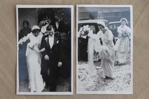 photo of vintage wedding party photos, real photo postcards early 1940s bride & groom #2