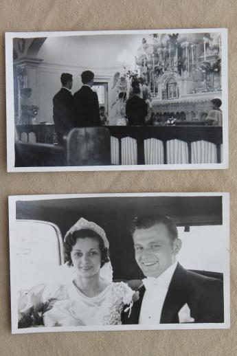 photo of vintage wedding party photos, real photo postcards early 1940s bride & groom #4