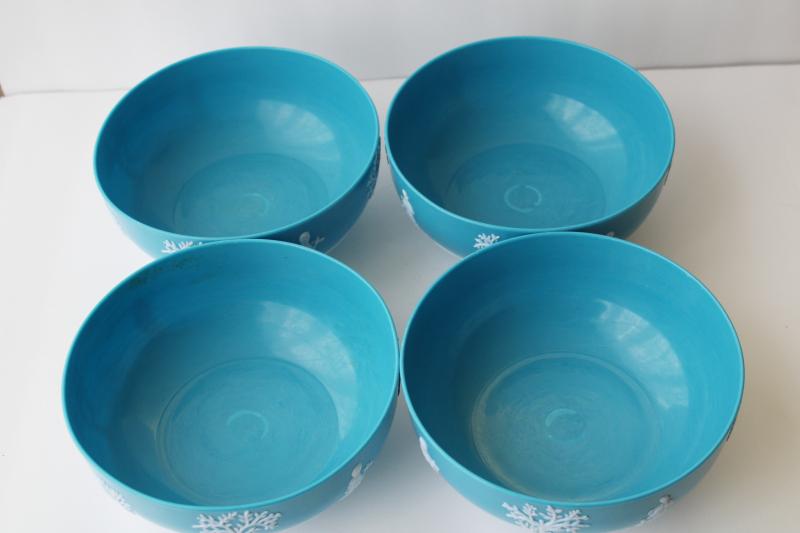 photo of vintage wedgwood blue plastic bowls, cameo relief 'jasperware', old margarine tubs? #8