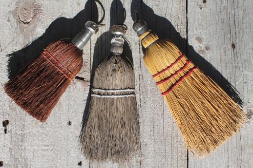 photo of vintage whisk broom collection, primitive old natural broom straw brooms #2