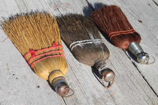 photo of vintage whisk broom collection, primitive old natural broom straw brooms #6