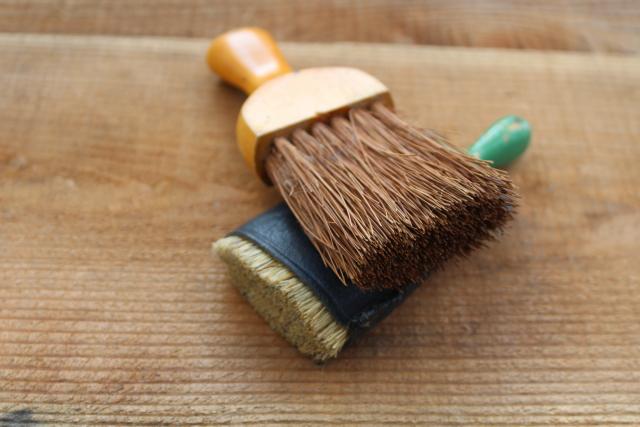 photo of vintage whisk brooms or clothes brushes, Cadet whisk brush & mini broom w/ tooled cover #4