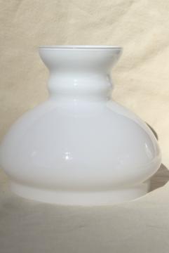 catalog photo of vintage white cased glass lampshade, small shade for student lamp or desk light