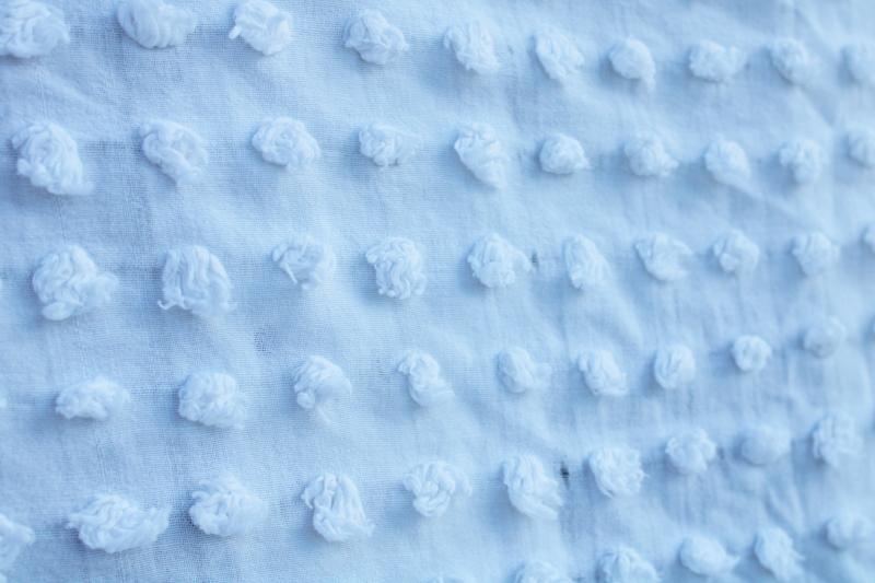 photo of vintage white cotton chenille twin bedspread or upcycle fabric, popcorn ball tufting #2