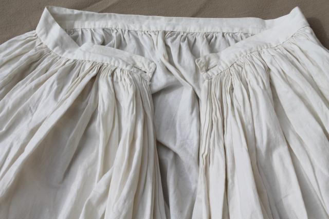 photo of vintage white cotton petticoat w/ hoops, hoop skirt slip w/ rows of tucks & eyelet lace #9