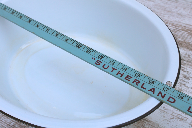 photo of vintage white enamelware tub w/ Maid of Honor label, large oval dishpan from old farmhouse kitchen  #7