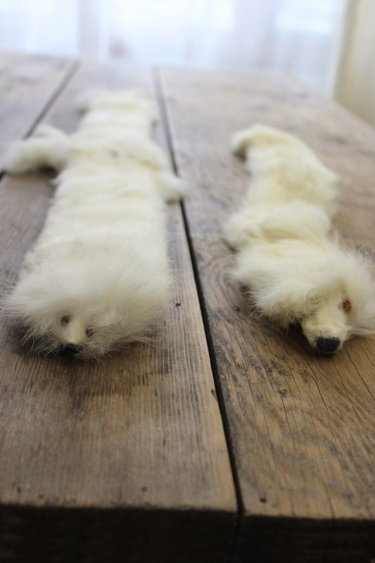 photo of vintage white ermine fur tippet collars, full pelt mink furs w/ tails #6