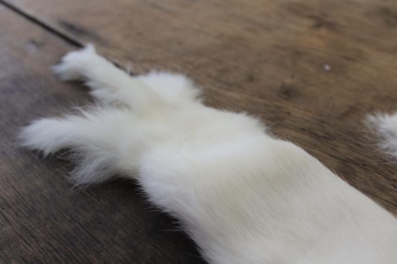 photo of vintage white ermine fur tippet collars, full pelt mink furs w/ tails #12