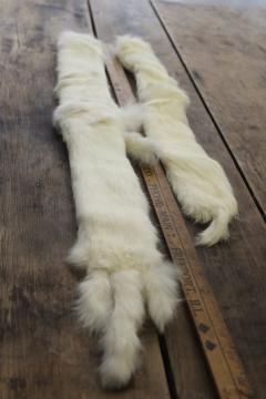 vintage white ermine fur tippet collars, full pelt mink furs w/ tails