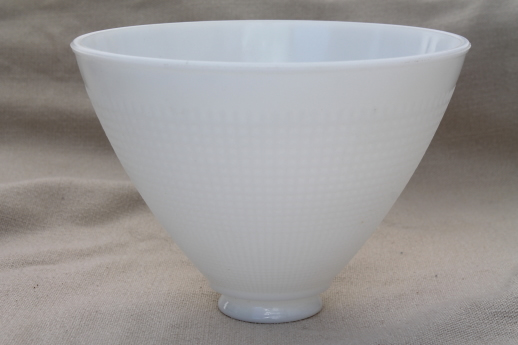 photo of vintage white glass diffuser shade, lamp shade reflector waffle milk glass  #1