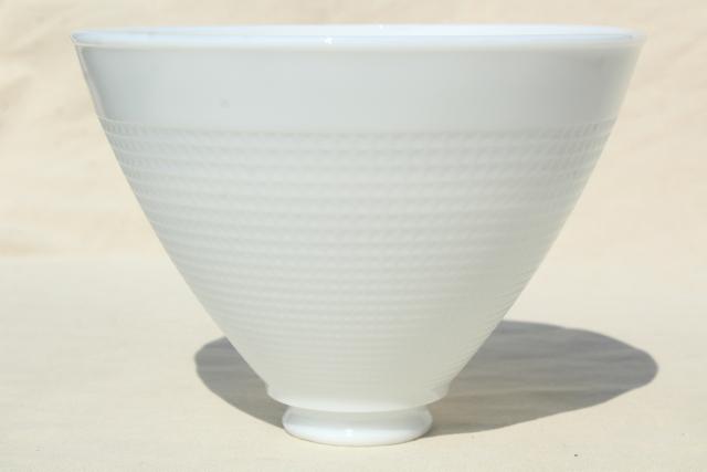 photo of vintage white glass diffuser shade, replacement lamp shade reflector waffle milk glass  #2