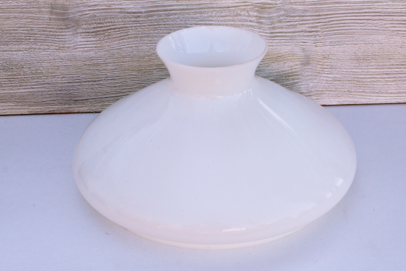 photo of vintage white glass shade for large hanging light or table lamp, plain milk glass #1