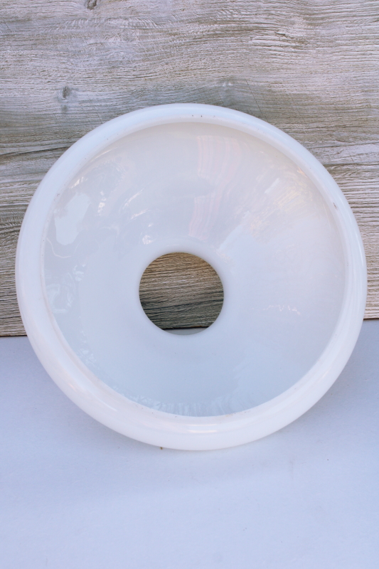 photo of vintage white glass shade for large hanging light or table lamp, plain milk glass #4