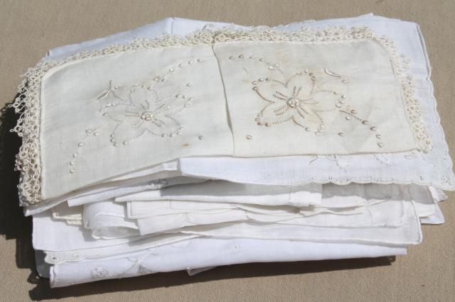 photo of vintage white hankies lot, fine cotton & linen handkerchiefs Madeira style embroidery #8