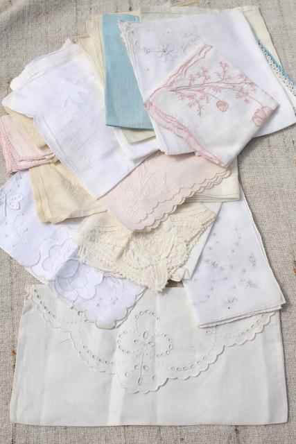 photo of vintage white hankies lot, fine cotton & linen handkerchiefs Swiss & Madeira style embroidery #1
