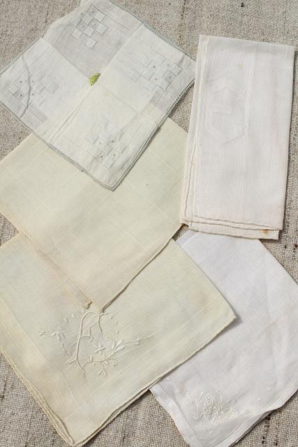 photo of vintage white hankies lot, fine cotton & linen handkerchiefs Swiss & Madeira style embroidery #4