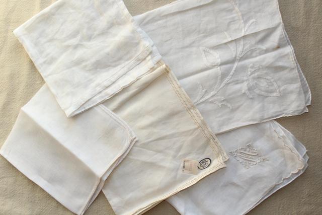 photo of vintage white hankies lot, fine cotton & linen lace edged handkerchiefs Madeira and Swiss embroidery #8