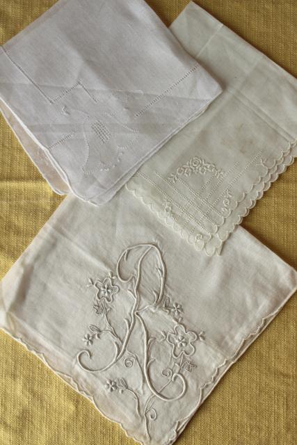 photo of vintage white hankies lot, fine cotton & linen lace edged handkerchiefs Madeira and Swiss embroidery #3