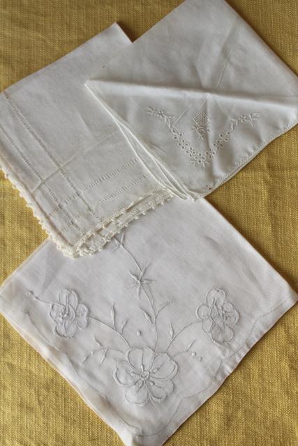 photo of vintage white hankies lot, fine cotton & linen lace edged handkerchiefs Madeira and Swiss embroidery #13