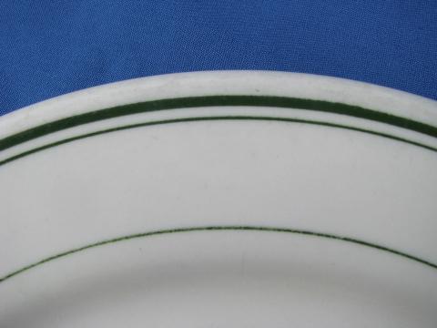 photo of vintage white ironstone Homer Laughlin Best China plates, green band border #4