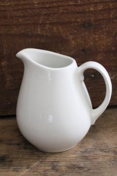 catalog photo of vintage white ironstone china pitcher, milk jug or large creamer